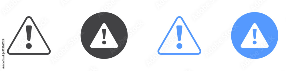 Alarm exclamation icon flat line symbol set. Alarm exclamation icon flat line symbol set.