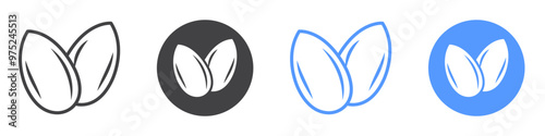 Almond icon flat line symbol set.