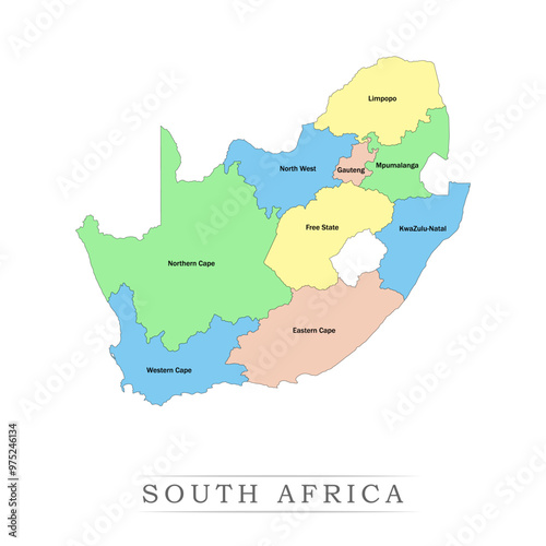 South Africa administrative divisions. South Africa map illustration vector.