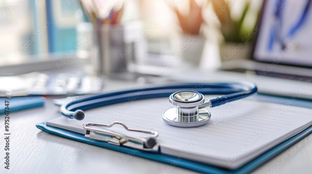 Stethoscope and Clipboard - Healthcare Symbol Stethoscope and Clipboard - Healthcare Symbol