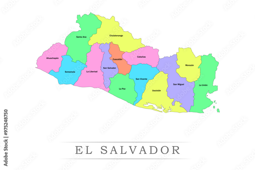 Obraz premium El Salvador administrative divisions. El Salvador map illustration vector.