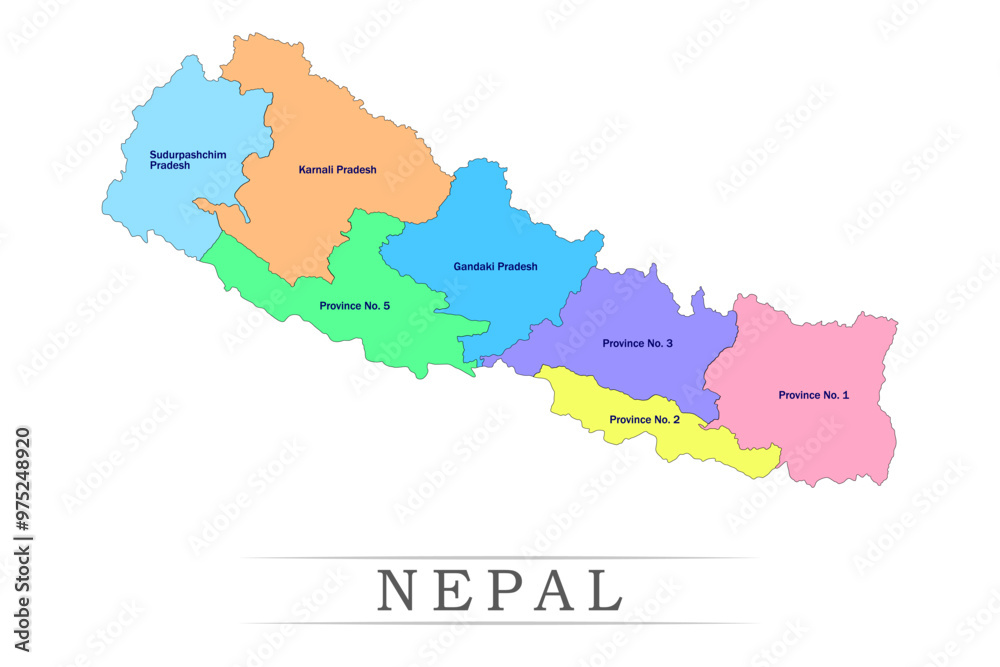 Fototapeta premium Nepal administrative divisions. Nepal map illustration vector.