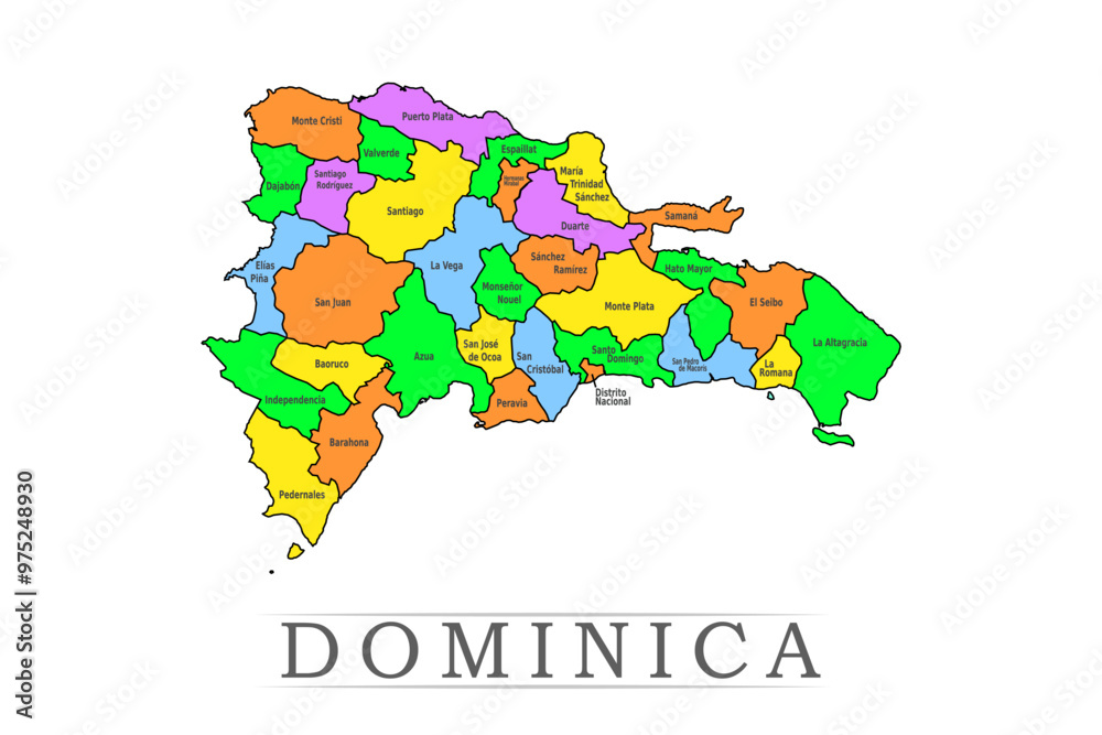 Dominican Republic administrative divisions. Dominican Republic map illustration vector. Dominican Republic administrative divisions. Dominican Republic map illustration vector.