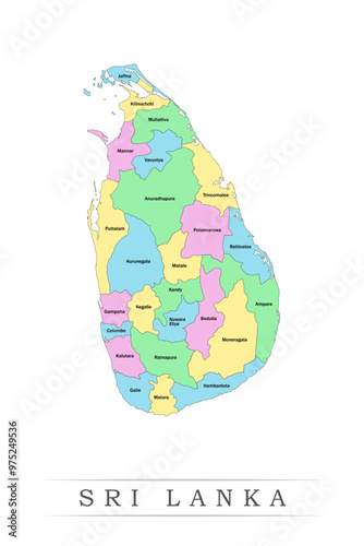 Sri Lanka administrative divisions. Sri Lanka map illustration vector.