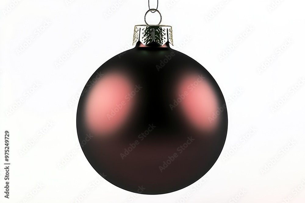 Elegant black Christmas ornament hanging delicately against a soft white background, capturing the essence of holiday spirit and festive decorations Elegant black Christmas ornament hanging delicately against a soft white background, capturing the essence of holiday spirit and festive decorations