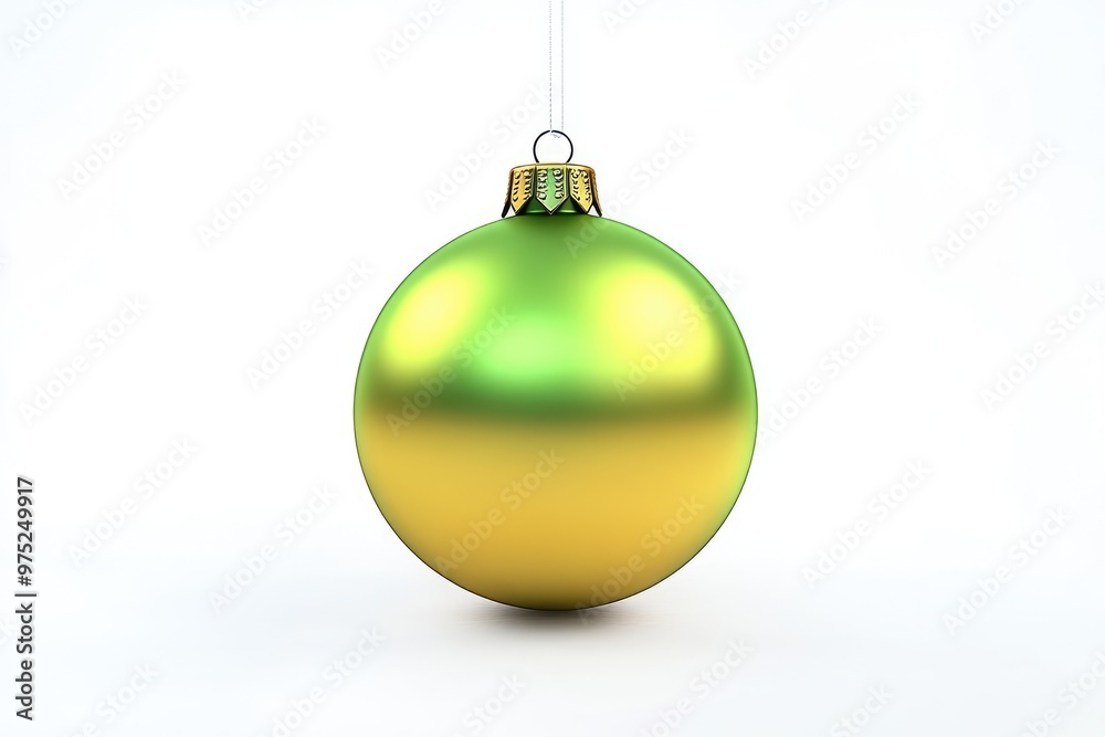 A shiny green and gold Christmas ornament hanging gracefully, capturing the festive spirit of the holiday season and offering a glimpse of joyful celebrations to come A shiny green and gold Christmas ornament hanging gracefully, capturing the festive spirit of the holiday season and offering a glimpse of joyful celebrations to come