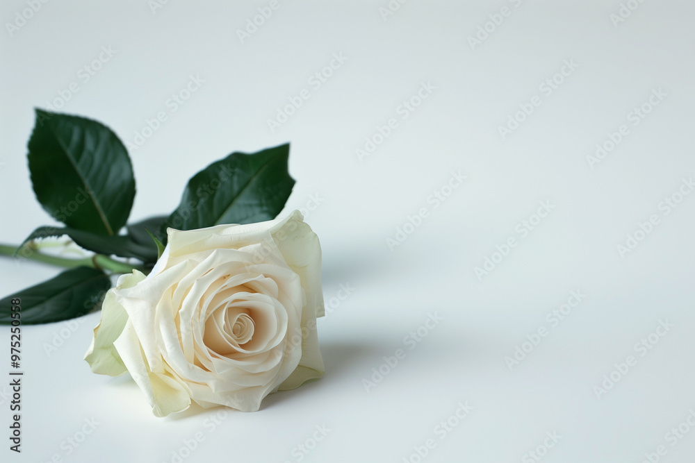 Fototapeta premium Single Rose on Clean Solid Background