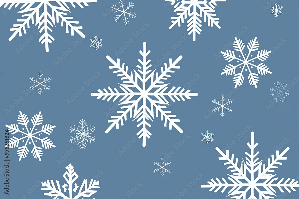 Whimsical Snowflakes on a Vibrant Sky Blue Background Whimsical Snowflakes on a Vibrant Sky Blue Background