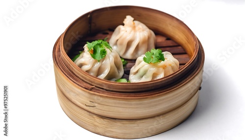 Steamed Dumplings in a Bamboo Steamer