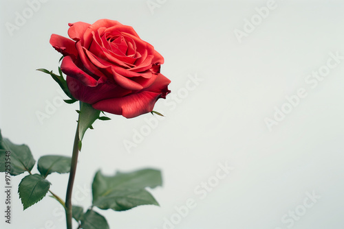 Single Rose on Clean Solid Background