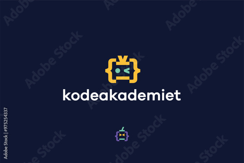 code coding robot logo design template