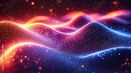 Abstract Red and Blue Bokeh Light Waves Background