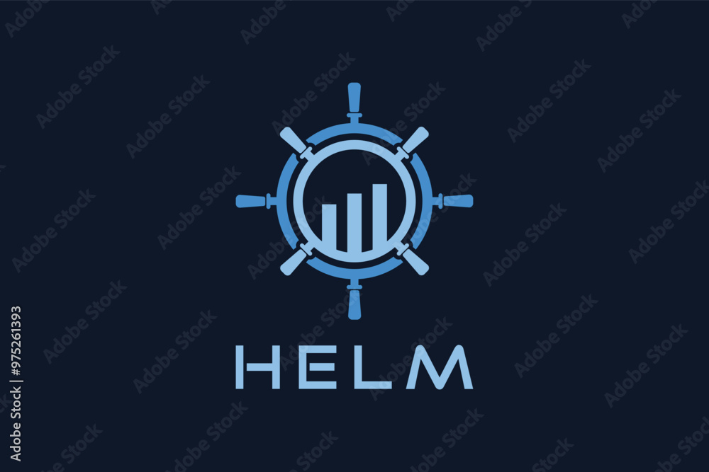 ship steering wheel finance logo design template