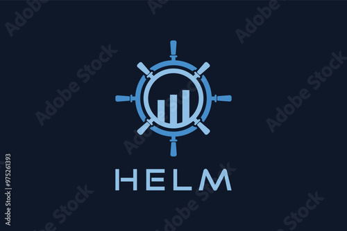 ship steering wheel finance logo design template