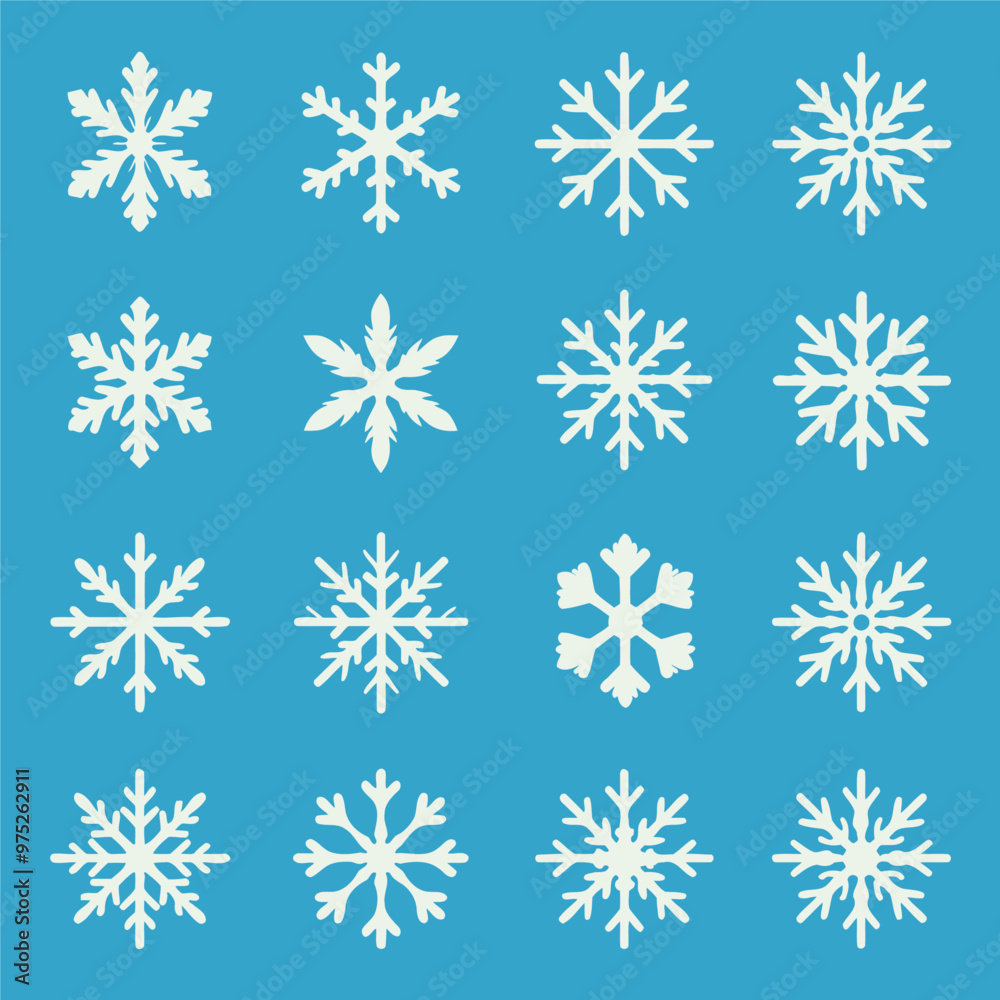 Snowflake Collection: 12 Different Designs in White Snowflake Collection: 12 Different Designs in White