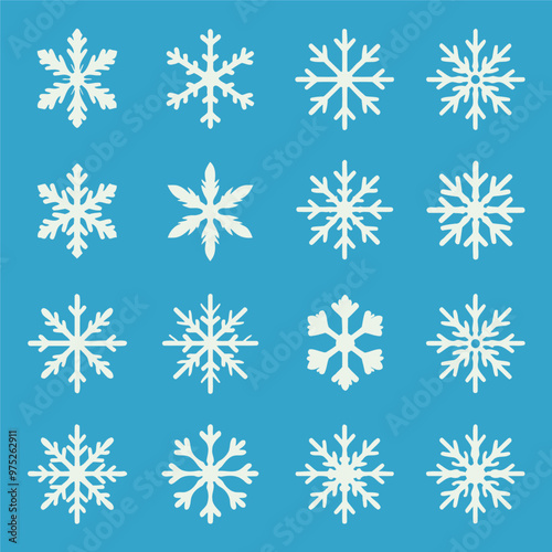 Snowflake Collection: 12 Different Designs in White