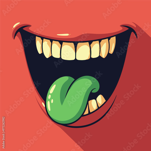 Smiling Mouth with Green Tongue