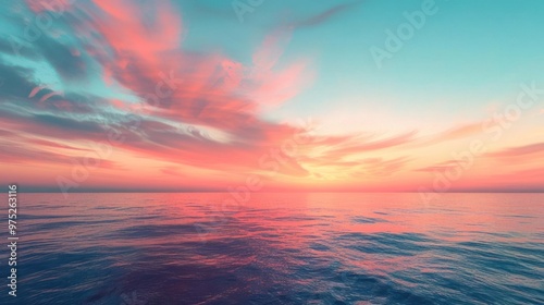 Bright sunset with pastel sky colors reflecting on the water.