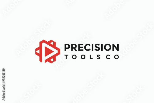 letter p precision with triangle abstract logo design template