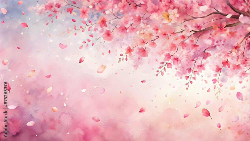 Abstract watercolor painting of dancing cherry blossom petals , art, painting, watercolor, abstract, cherry blossom, petals Abstract watercolor painting of dancing cherry blossom petals , art, painting, watercolor, abstract, cherry blossom, petals