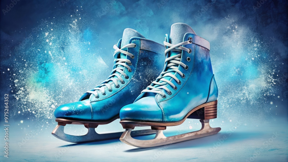 Icy blue spray paint revamps winter ice skates, giving them a bold and contemporary makeover, ideal for making Icy blue spray paint revamps winter ice skates, giving them a bold and contemporary makeover, ideal for making