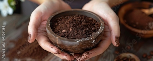 Hands Holding Wooden Bowl o...