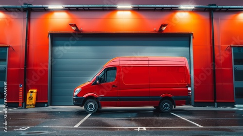 Red Van Parked in Front of ...