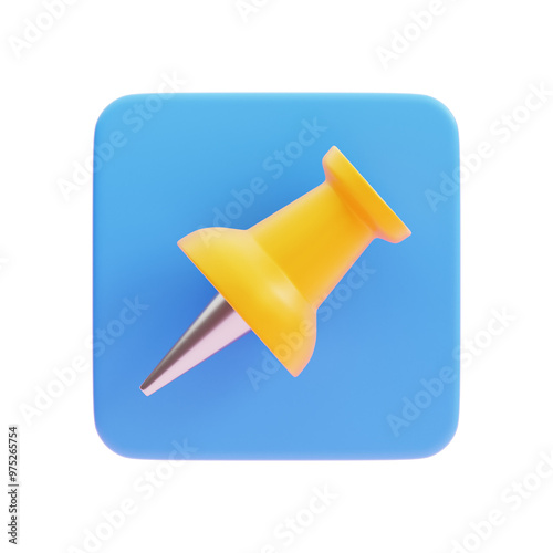 push pin icon with square blue badge
