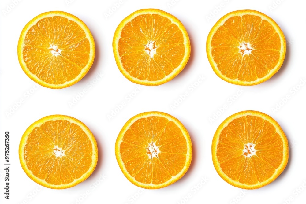 Fototapeta premium Orange slices. Fresh organic orange isolated on white background. Orange Collection, ai