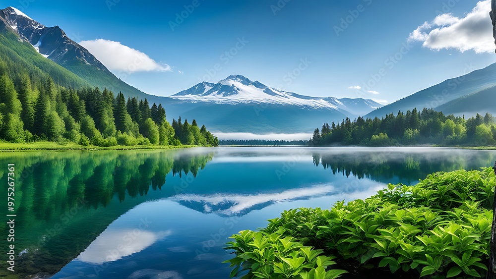 Naklejka premium lake and mountains 