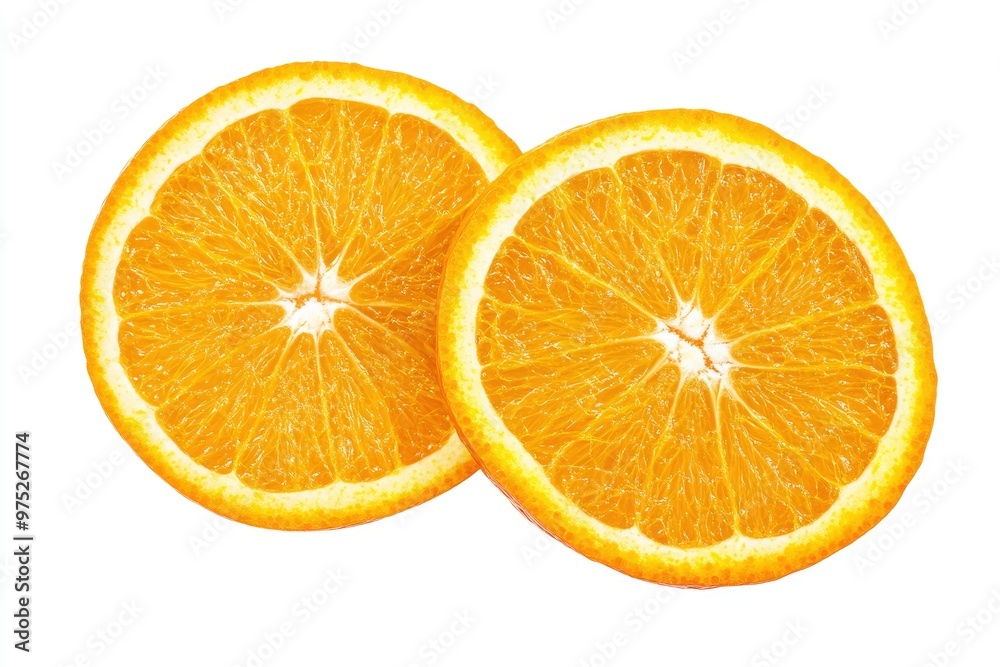 Fototapeta premium Orange slices. Fresh organic orange isolated on white background. Orange Collection, ai