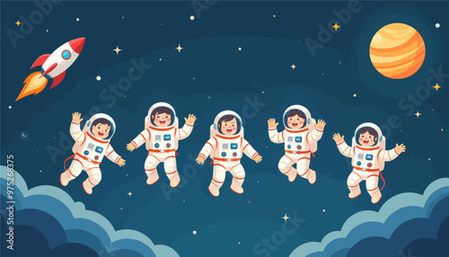 Astronauts Celebrating in Space