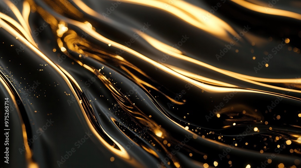 Elegant flowing gold texture on a black background, perfect for luxury themes and creative designs. Elegant flowing gold texture on a black background, perfect for luxury themes and creative designs.