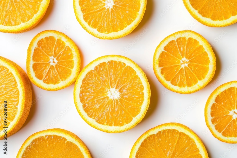 Fototapeta premium Orange slices. Fresh organic orange isolated on white background. Orange Collection, ai