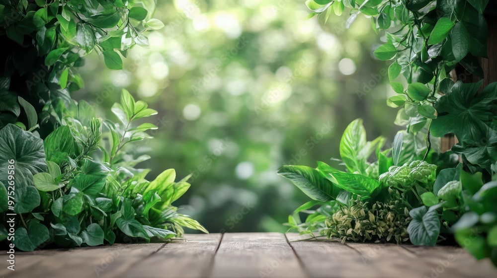 Lush, verdant garden space with a serene walkway leading to the center. Lush, verdant garden space with a serene walkway leading to the center.