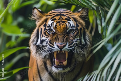 A threatening malayan tiger, stock photo, ai