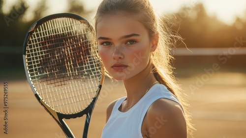 Determined Young Woman in High Contrast - Professional Tennis Player in Natural Sunlight