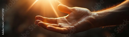 A well-lit hand reaching out, symbolizing hope and connection in a serene, glowing atmosphere.