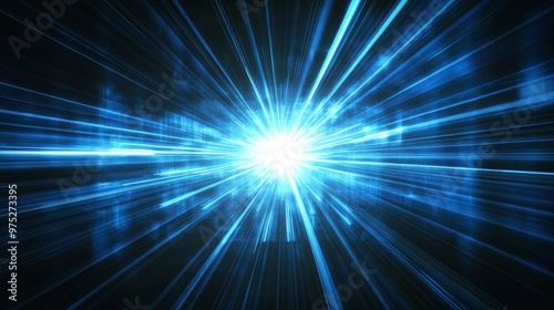 Blue Light Burst Abstract Digital Art, Abstract Background, Blue Light, Futuristic, Light Effects