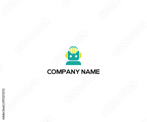 Obraz na płótnie AI Bot Brain Logo Design – Futuristic Artificial Intelligence Symbol for Tech & Innovation w salonie