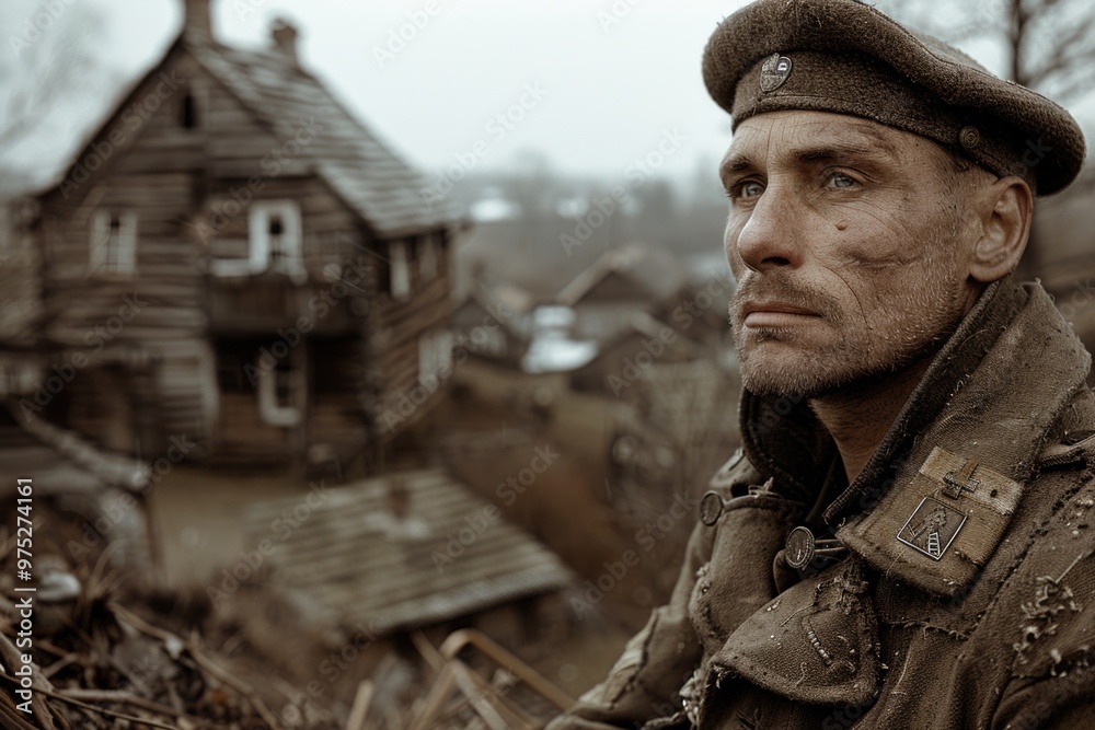 Fototapeta premium A heartfelt reflection of horror, a capturing the emotions of tragedy during the great second war, a look at the depth of emotion and fear during a difficult period in history