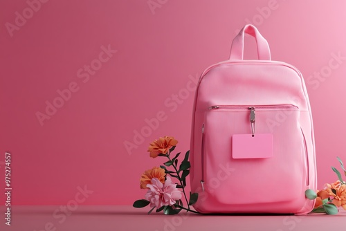 Personalized backpack with name tag, trendy and practical, 3D illustration