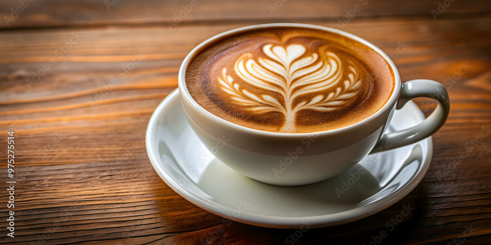 Latte art with heart-shaped tree design on top of a hot latte coffee, latte art, coffee, heart, tree, foam, milk, barista Latte art with heart-shaped tree design on top of a hot latte coffee, latte art, coffee, heart, tree, foam, milk, barista