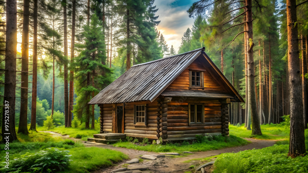 Rustic wooden house in the forest , cabin, cozy, home, nature, retreat, timber, wood, architecture, cottage Rustic wooden house in the forest , cabin, cozy, home, nature, retreat, timber, wood, architecture, cottage