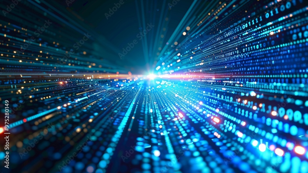 Technology Lighting Background with binary code Technology Lighting Background with binary code