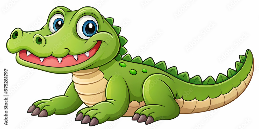Fototapeta premium Adorable crocodile cartoon for kids coloring book, crocodile, reptile, cute, cartoon,coloring page, fun, happy, playful