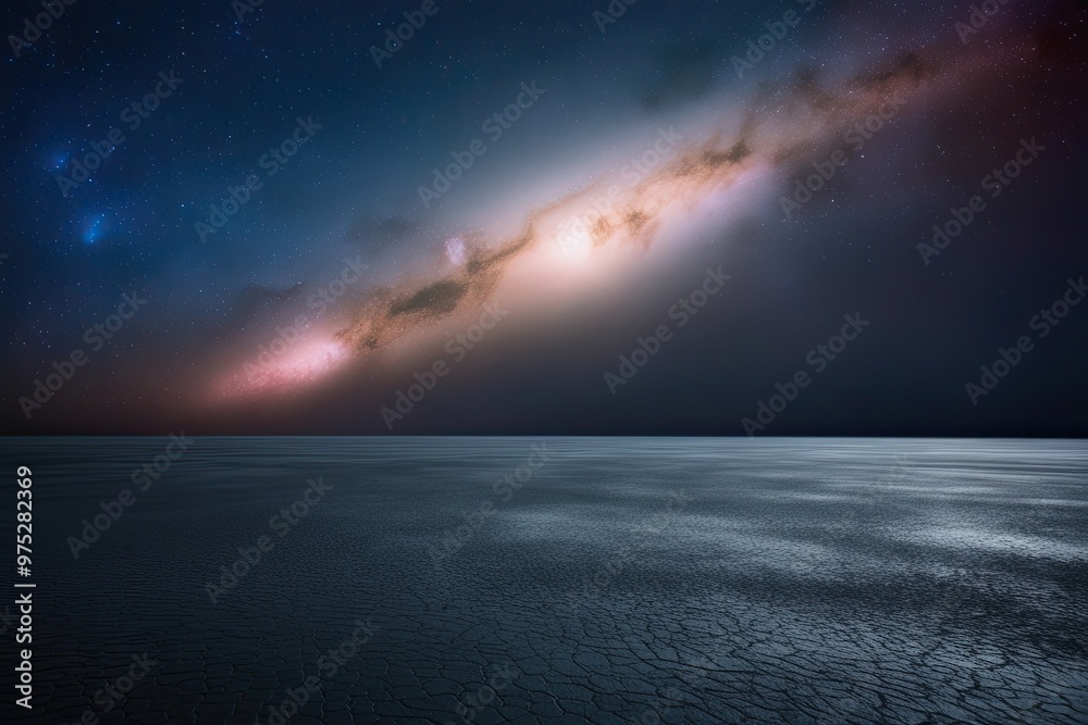 Midnight Nebula and Cosmic Glow Over Solitary Tar Landscape