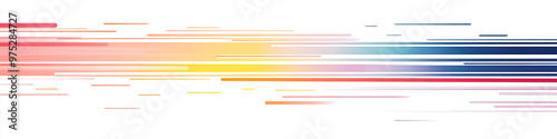 Wide horizontal clean colorful fast moving random line stripes illustration banner in white background 