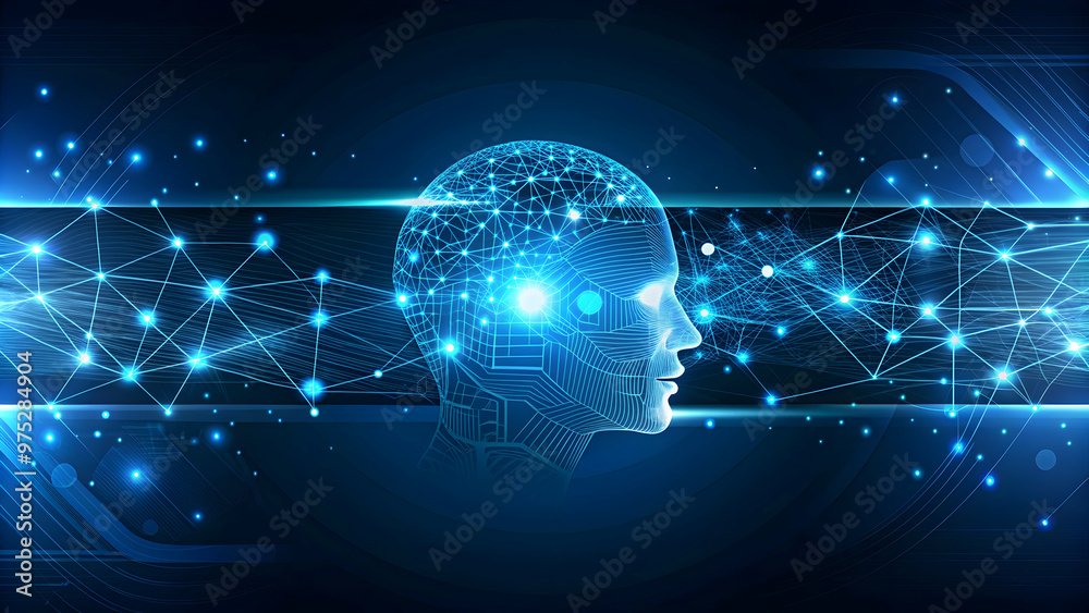 Artificial intelligence technology banner header with futuristic design and digital elements, AI Artificial intelligence technology banner header with futuristic design and digital elements, AI