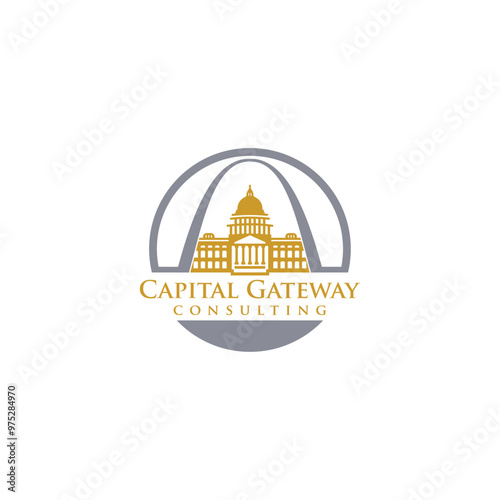 capital gateway with palace building logo design